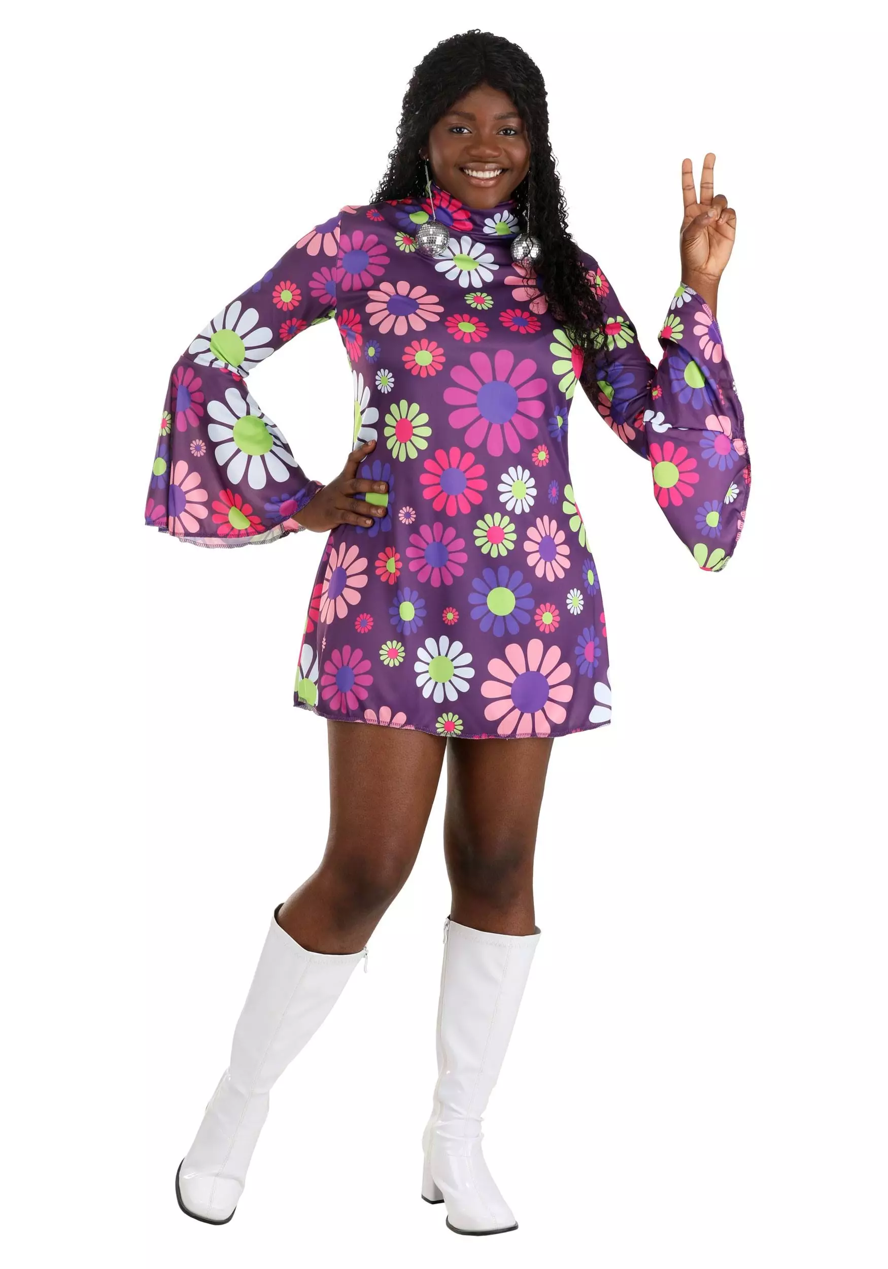 Fun Costumes Women's Adult Groovy Flower Power Costume - Image 3