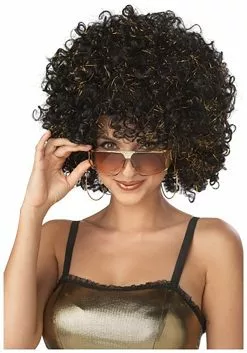 California Costume Collection Black And Gold Disco Wig For Women