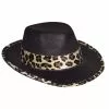 Funny Fashions Leopard Trim Black Velvet Pimp Hat