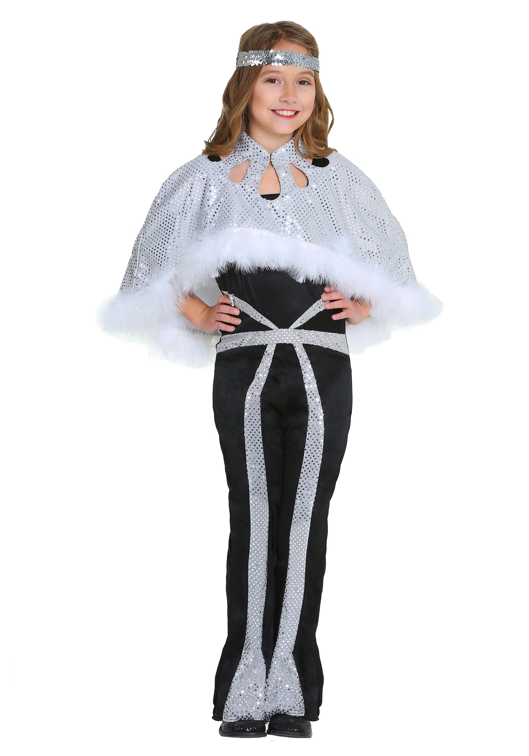 Fun Costumes Girls Dazzling Silver Disco Costume