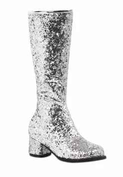 Ellie Girls Silver Glitter Go-Go Boots