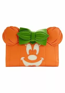 Loungefly Disney Glow Face Pumpkin Minnie Flap Wallet