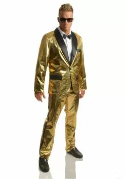 Charades Men's Gold Disco Ball Tuxedo Costume
