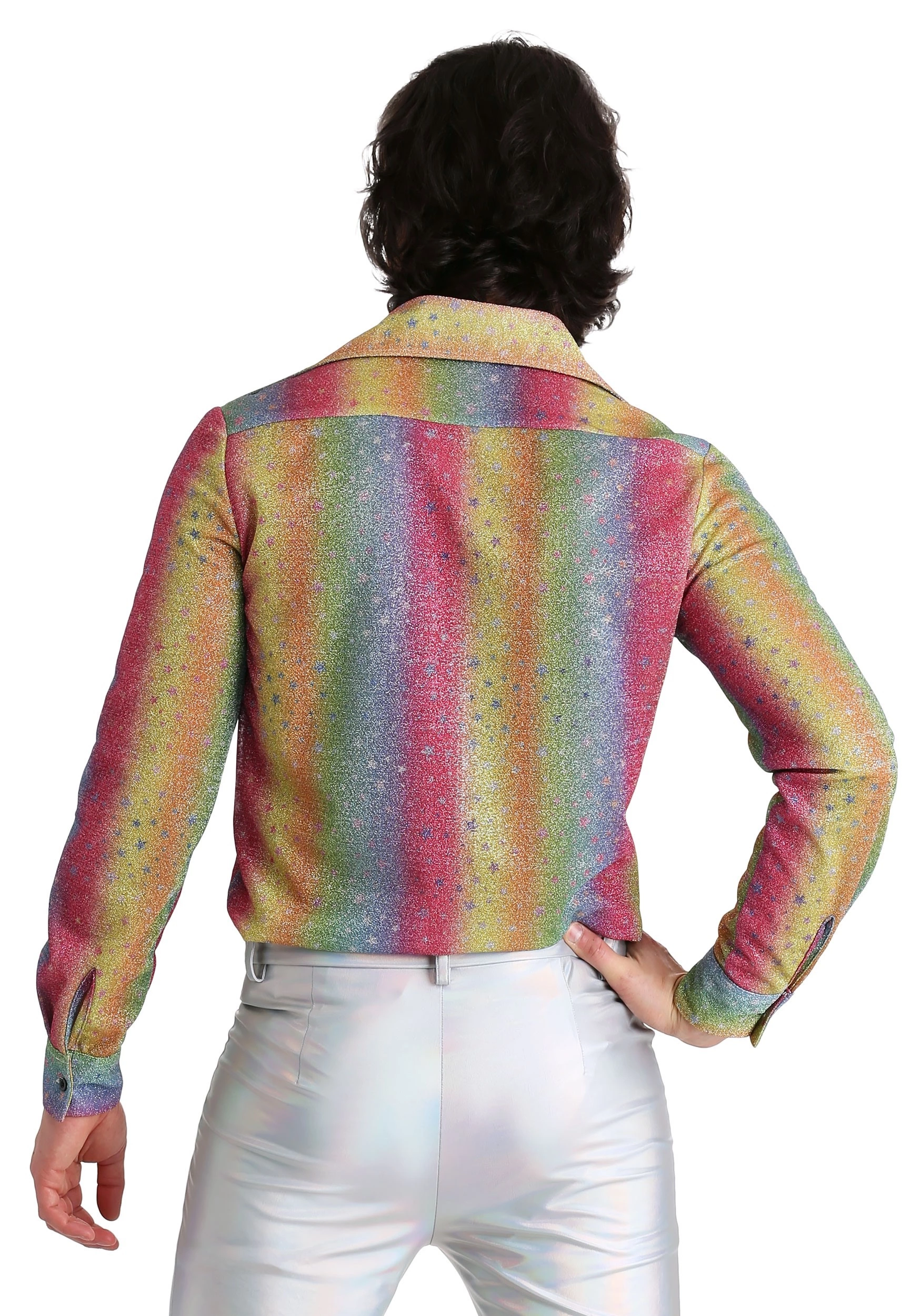 Fun Costumes Men's Rainbow Sparkle Disco Shirt - Image 2