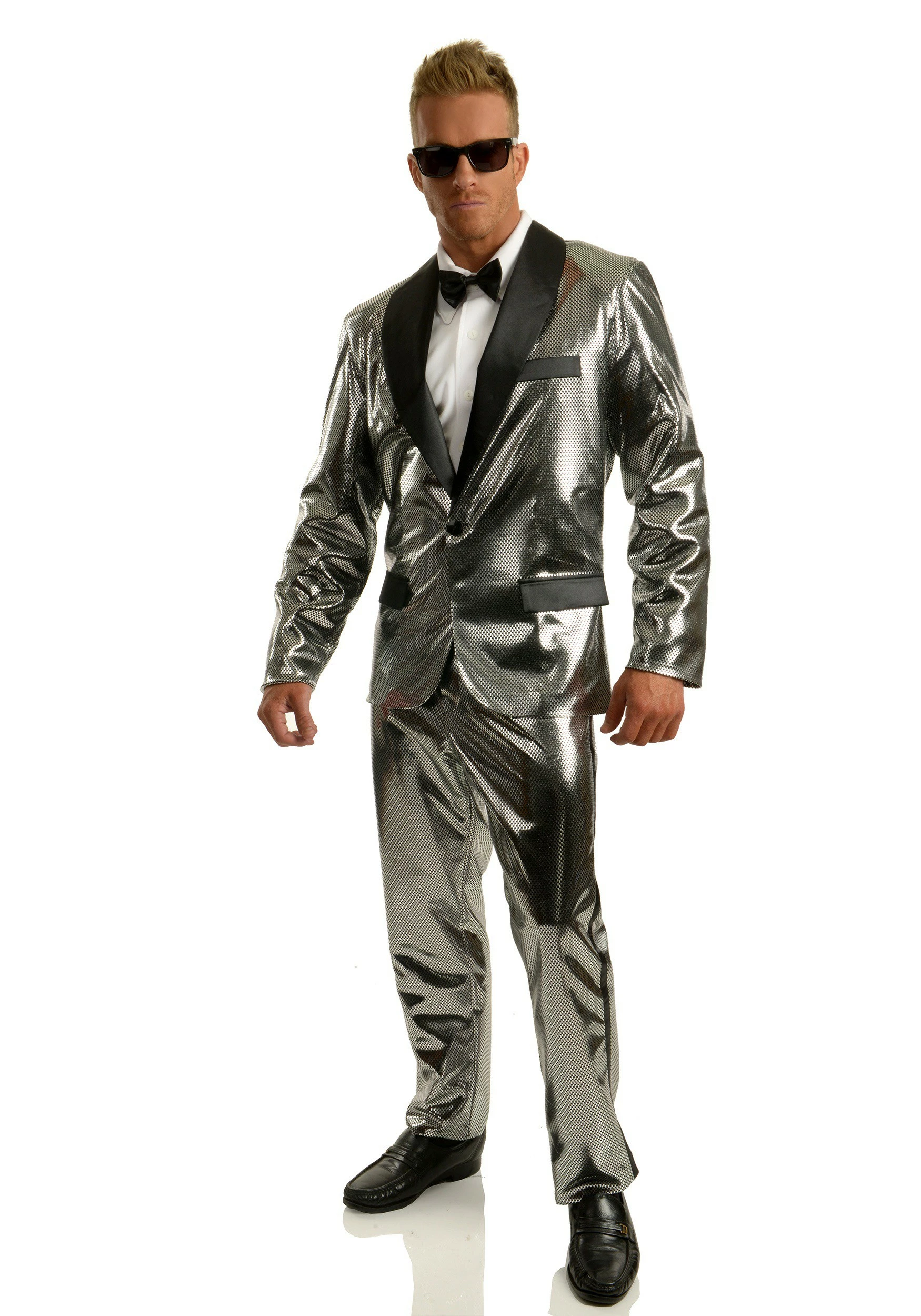Charades Men's Silver Disco Ball Tuxedo Costume