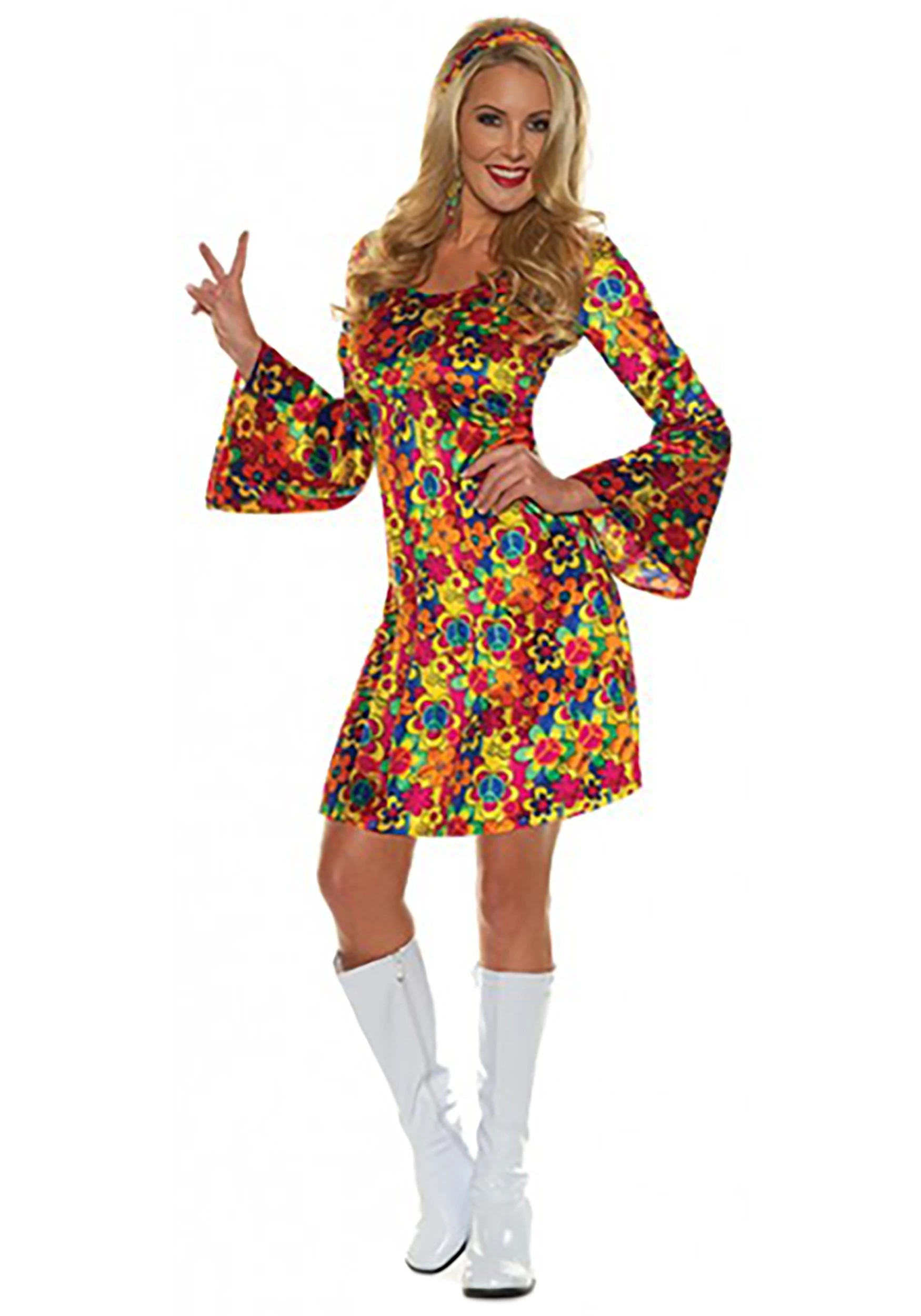 Underwraps Flower Child Hippie Costume For Women